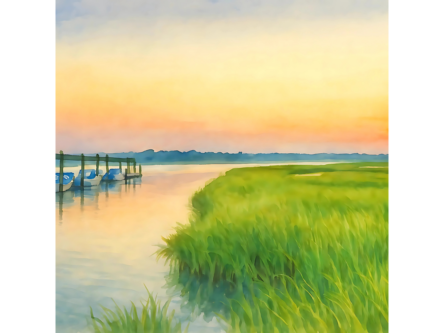 Fripp Island Marsh Sunset – Coastal Watercolor Canvas Print