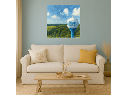 Fripp Island Water Tower – Golf Ball Aesthetic Watercolor Canvas Print