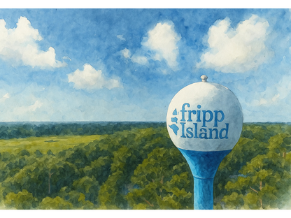 Fripp Island Water Tower – Golf Ball Aesthetic Watercolor Canvas Print