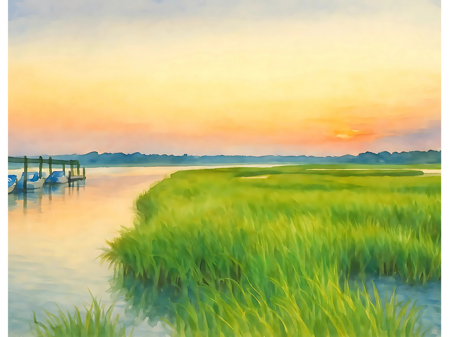 Fripp Island Marsh Sunset – Coastal Watercolor Canvas Print