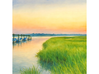 Fripp Island Marsh Sunset – Coastal Watercolor Canvas Print