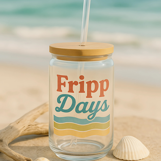 Fripp Days 16oz Reusable Glass – Coastal Sipper Cup